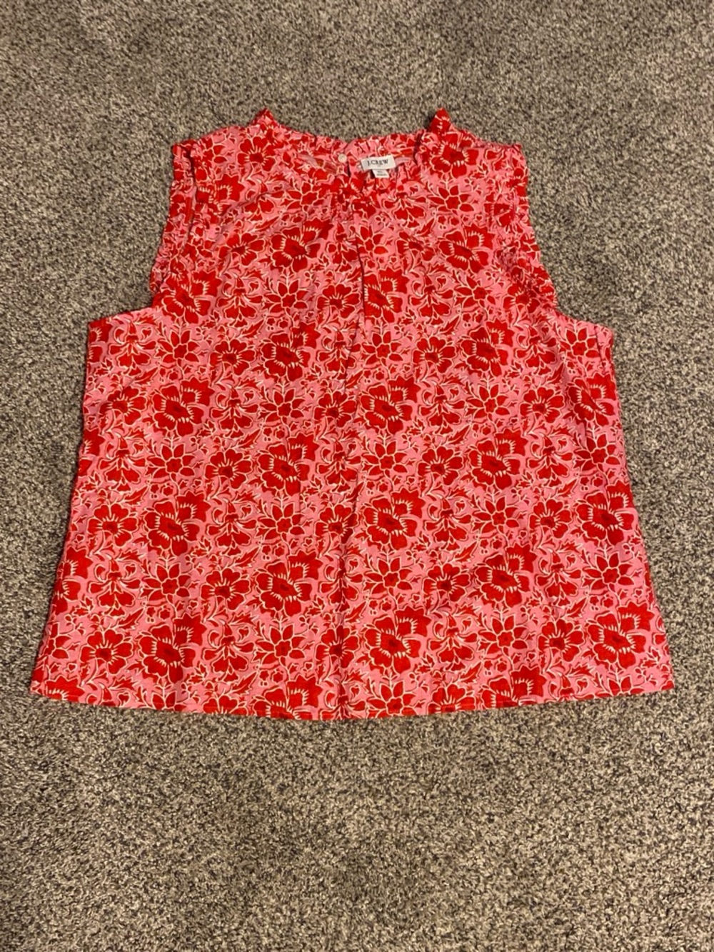 J. Crew NWT Women’s Red Floral Sleeveless Linen Blend Shell Top Size XL